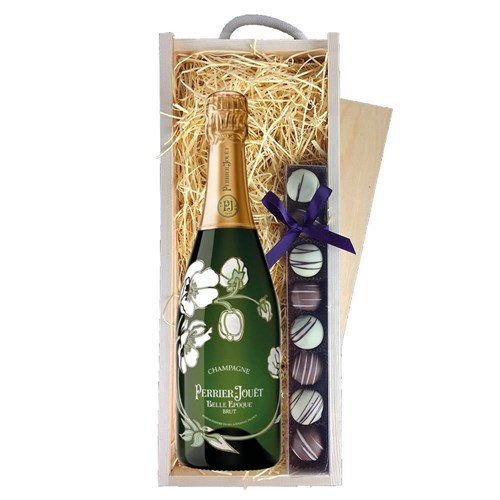 Perrier Jouet Belle Epoque 2014 75cl & Truffles, Wooden Box